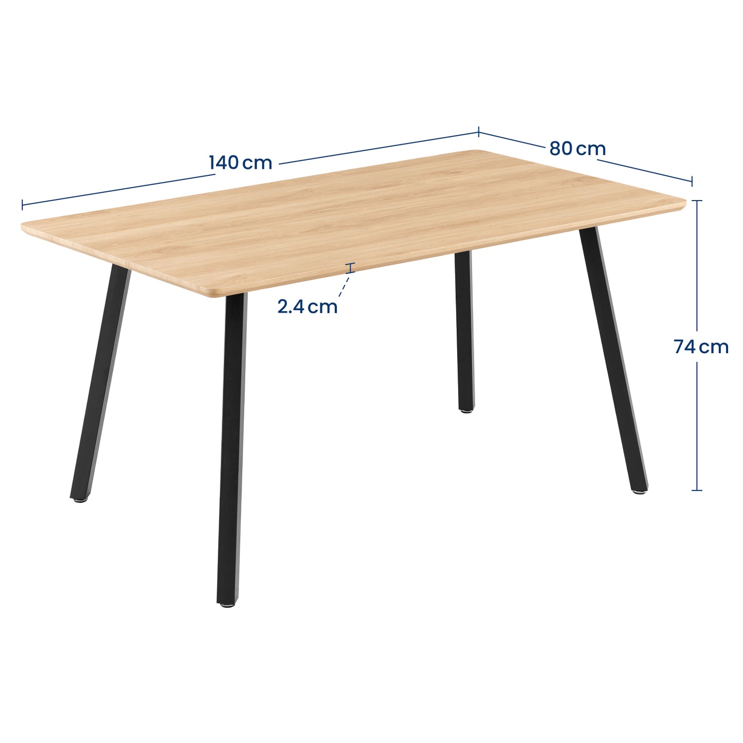 Esstisch Tisch Küchentisch Esszimmertisch | Moderner Esstisch Holz mit schwarzen Metallbeinen & strapazierfähiger Oberfläche, für 4–6 Personen | 140x80x74 cm (LxBxH) | Eiche Dunkel & Eiche Hell