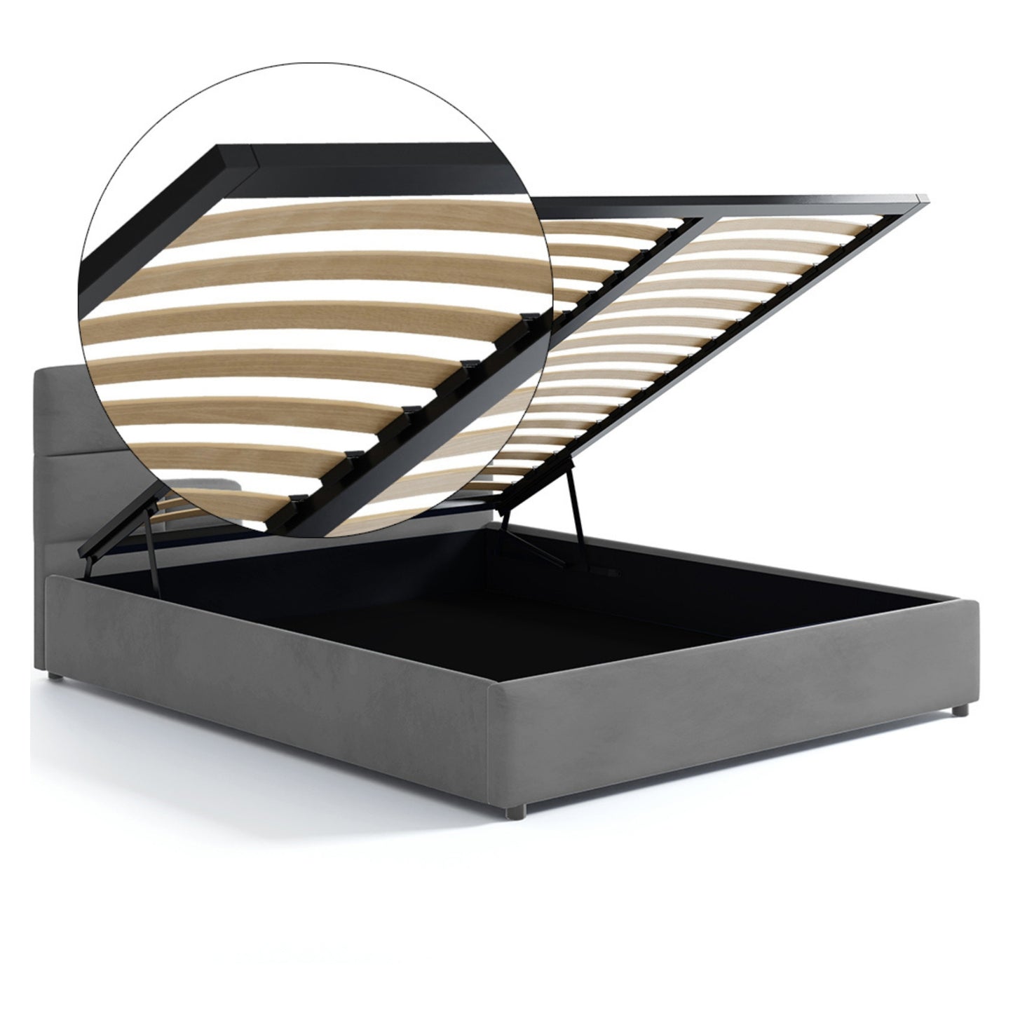 Polsterbett 140x200 und 160x200 cm mit Stauraum und Lattenrost aus Metall Doppelbett mit Hydraulischem Bettkasten Gepolstertes Bett Bed Stauraumbett Stabiler Bettrahmen