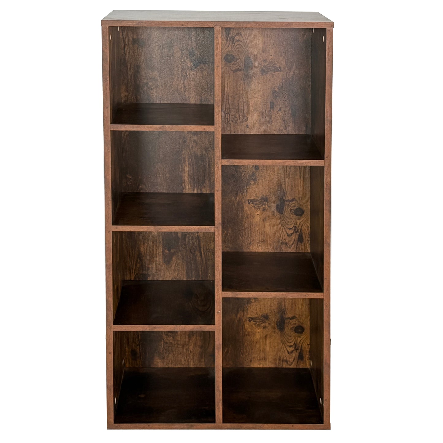 Regal Bücherregal Raumteiler | Robustes Holzregal mit 7 offenen Fächern | Modernes Design für Wohnzimmer & Büro | 50x24x106 cm (BxTxH) | Dunkles Holz