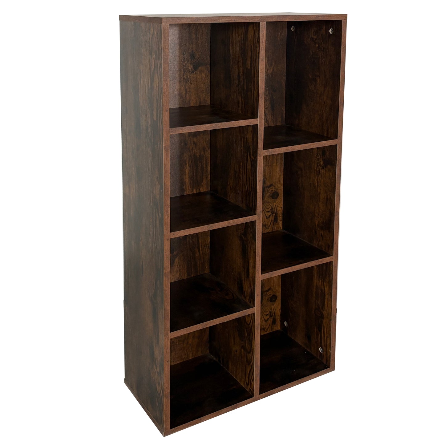 Regal Bücherregal Raumteiler | Robustes Holzregal mit 7 offenen Fächern | Modernes Design für Wohnzimmer & Büro | 50x24x106 cm (BxTxH) | Dunkles Holz
