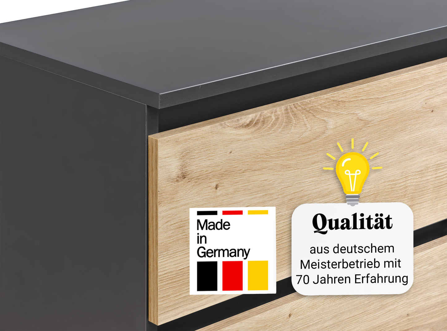 Kommode mit 6 Schubladen 100 | 120 | 140 cm breit 78 Höhe Kommode Holz Schrank Kommode mit Schubladen Sideboard Highboard Anrichte Schlafzimmer Wohnzimmer Flur Büro Organizer