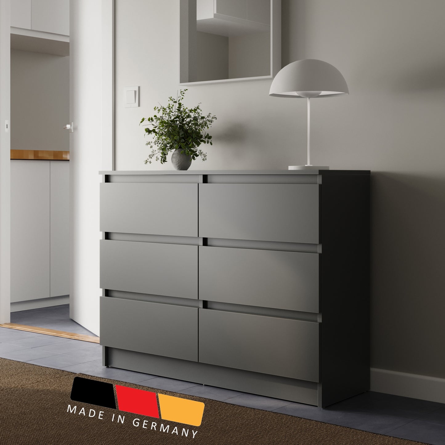 Kommode mit 6 Schubladen 100 | 120 | 140 cm breit 78 Höhe Kommode Holz Schrank Kommode mit Schubladen Sideboard Highboard Anrichte Schlafzimmer Wohnzimmer Flur Büro Organizer