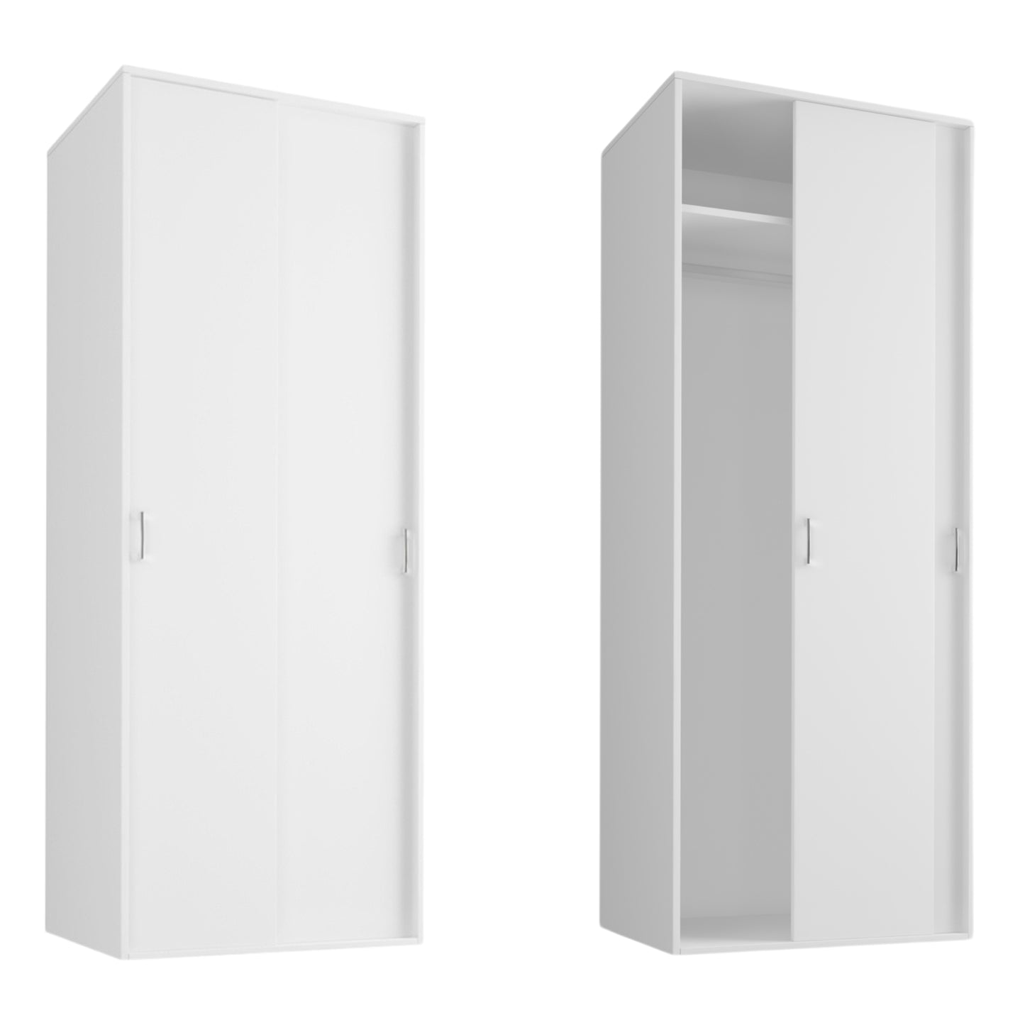 Moderner Kleiderschrank mit Schiebetüren | 2-türiger Schiebetürenschrank mit Kleiderstange | Platzsparender Schrank für Schlafzimmer, Ankleidezimmer, Flur, Kinderzimmer | 70x60x180,5 cm (BxTxH)