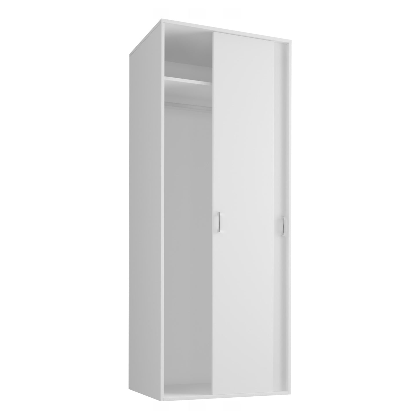 Moderner Kleiderschrank mit Schiebetüren | 2-türiger Schiebetürenschrank mit Kleiderstange | Platzsparender Schrank für Schlafzimmer, Ankleidezimmer, Flur, Kinderzimmer | 70x60x180,5 cm (BxTxH)