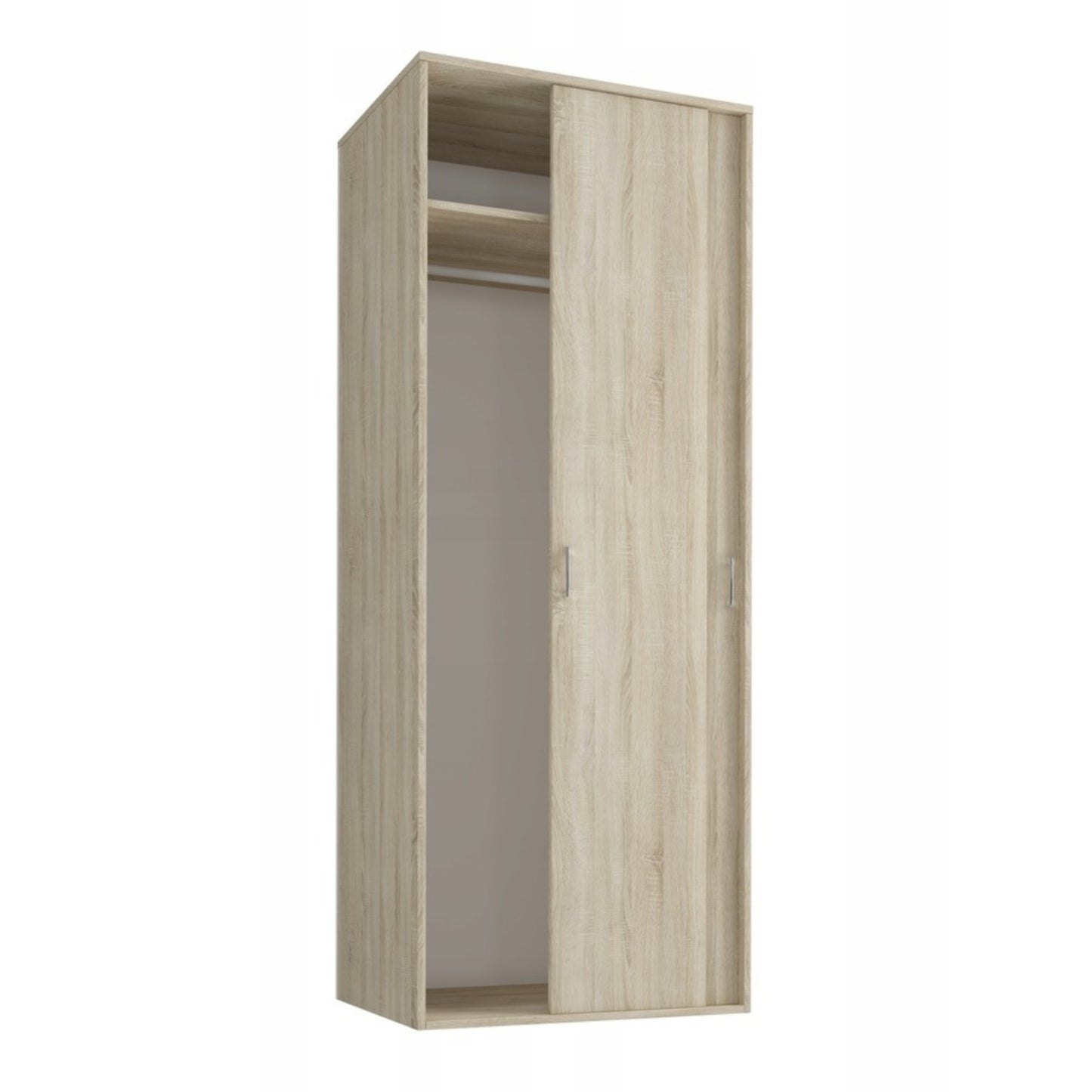 Moderner Kleiderschrank mit Schiebetüren | 2-türiger Schiebetürenschrank mit Kleiderstange | Platzsparender Schrank für Schlafzimmer, Ankleidezimmer, Flur, Kinderzimmer | 70x60x180,5 cm (BxTxH)