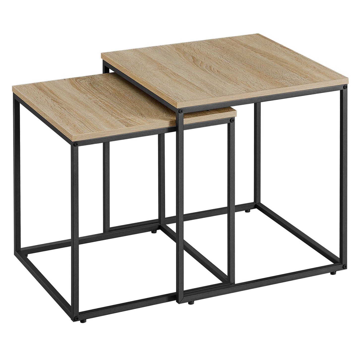 Couchtisch 2er Set Quadratisch Beistelltisch Loft Design 2 in 1 Verschachtelung kratzfeste Oberfläche, Wohnzimmer | 50cm und 45cm Breit