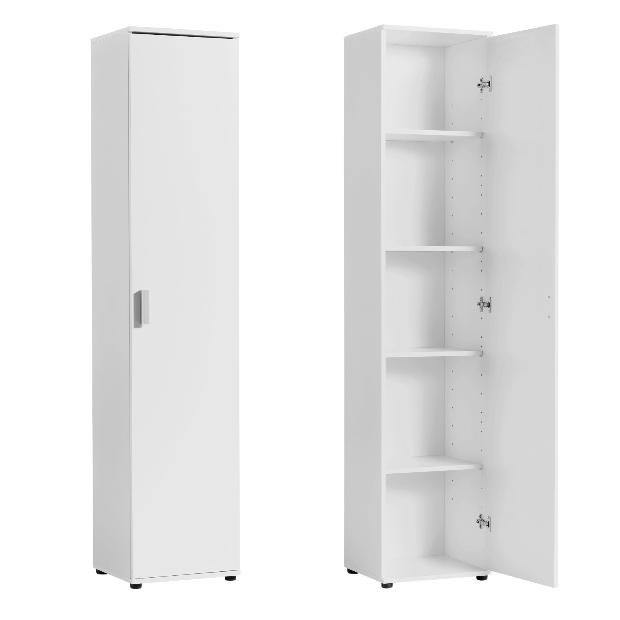Schmaler Mehrzweckschrank 40 cm breit mit 1 Tür & 4 Einlegeböden