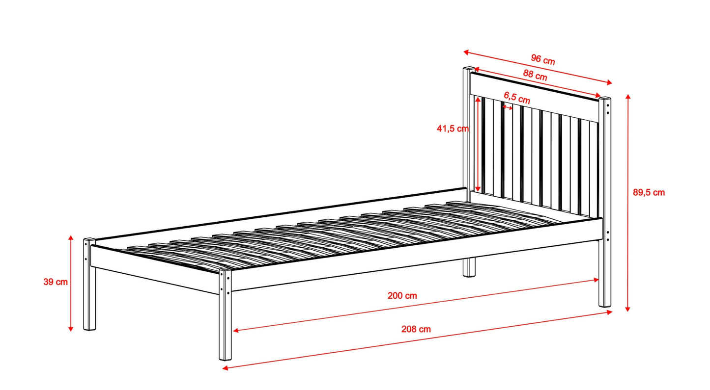 Kinderbett 90x200 mit Lattenrost und optionaler Matratze, Massivholz weiß, Einzelbett für Kinder & Jugendliche, modernes Design