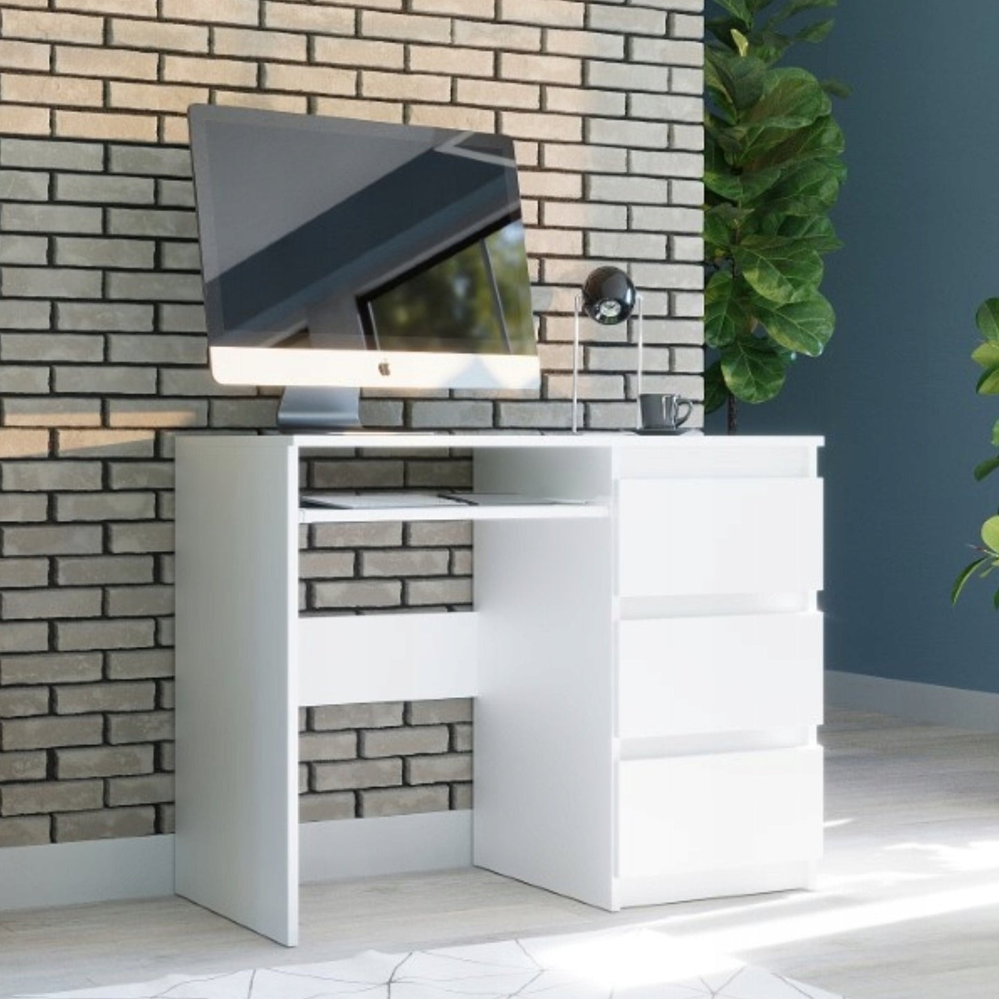 Computertisch, Schreibtisch klein, Schreibtisch mit Schubladen | 96x50x76 cm (BxTxH) | Linken und Rechten Seite Schubladen