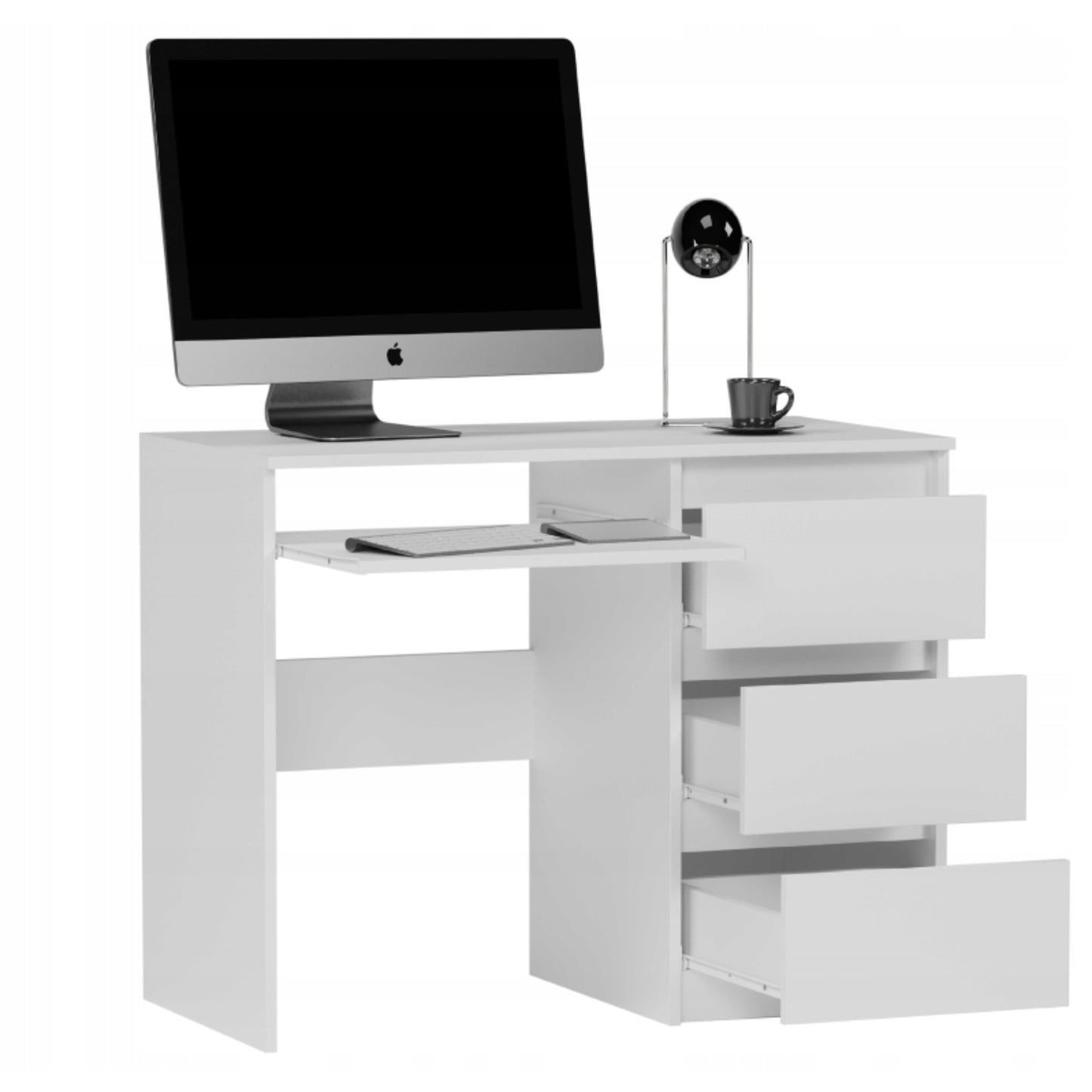 Computertisch, Schreibtisch klein, Schreibtisch mit Schubladen | 96x50x76 cm (BxTxH) | Linken und Rechten Seite Schubladen