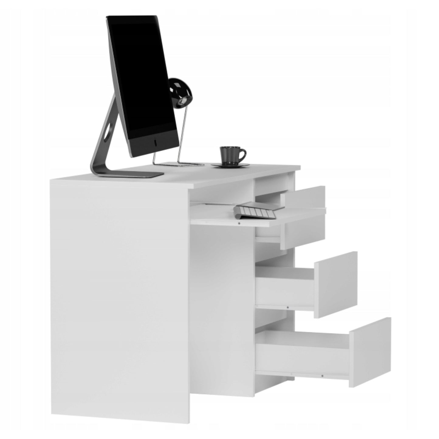 Computertisch, Schreibtisch klein, Schreibtisch mit Schubladen | 96x50x76 cm (BxTxH) | Linken und Rechten Seite Schubladen
