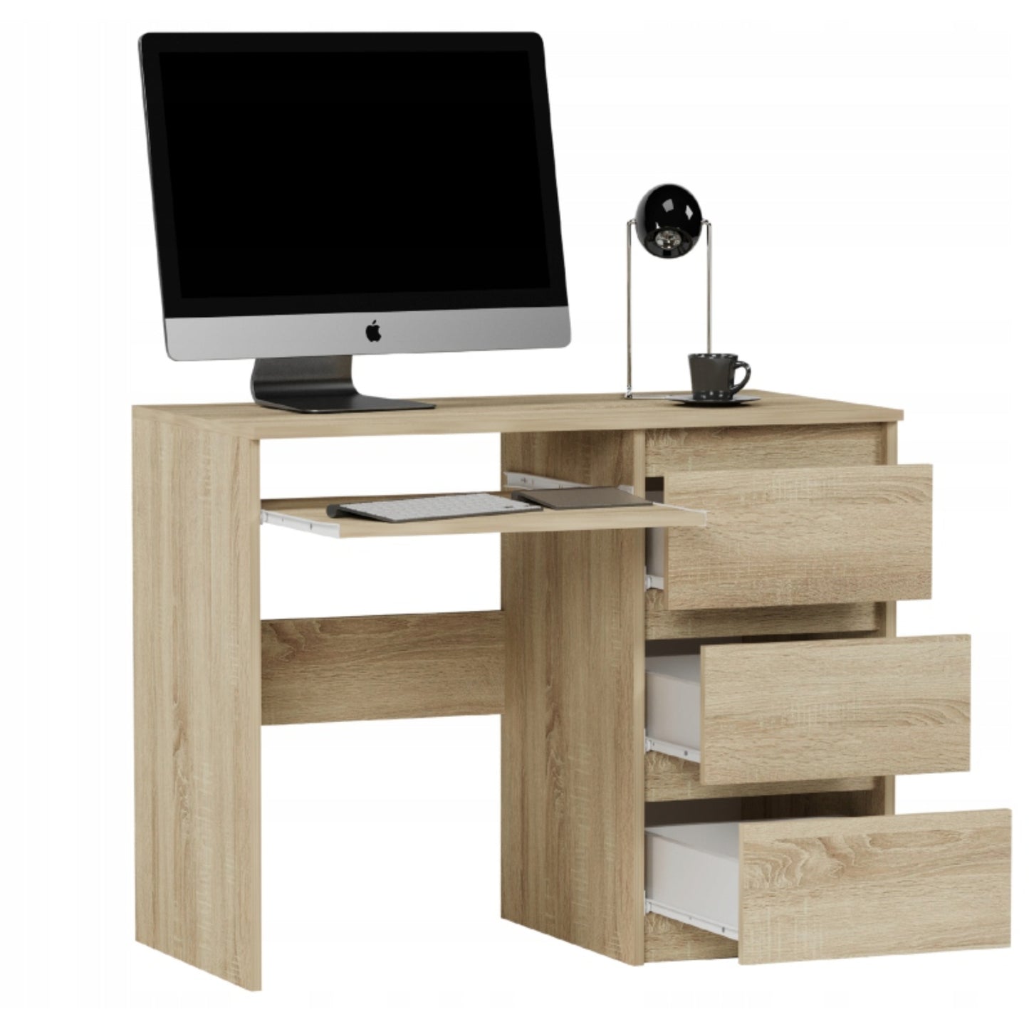 Computertisch, Schreibtisch klein, Schreibtisch mit Schubladen | 96x50x76 cm (BxTxH) | Linken und Rechten Seite Schubladen
