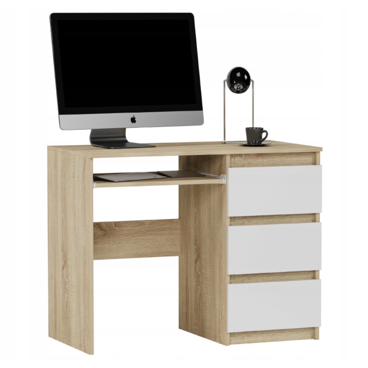 Computertisch, Schreibtisch klein, Schreibtisch mit Schubladen | 96x50x76 cm (BxTxH) | Linken und Rechten Seite Schubladen