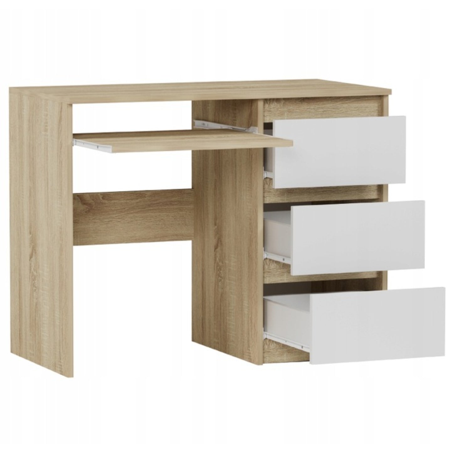 Computertisch, Schreibtisch klein, Schreibtisch mit Schubladen | 96x50x76 cm (BxTxH) | Linken und Rechten Seite Schubladen