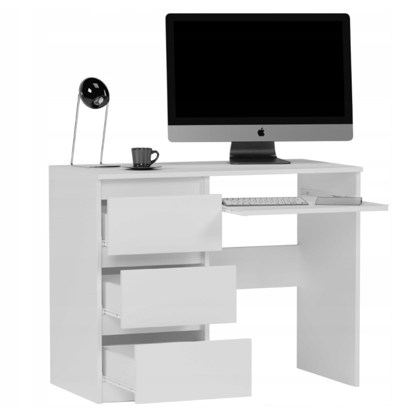 Computertisch, Schreibtisch klein, Schreibtisch mit Schubladen | 96x50x76 cm (BxTxH) | Linken und Rechten Seite Schubladen