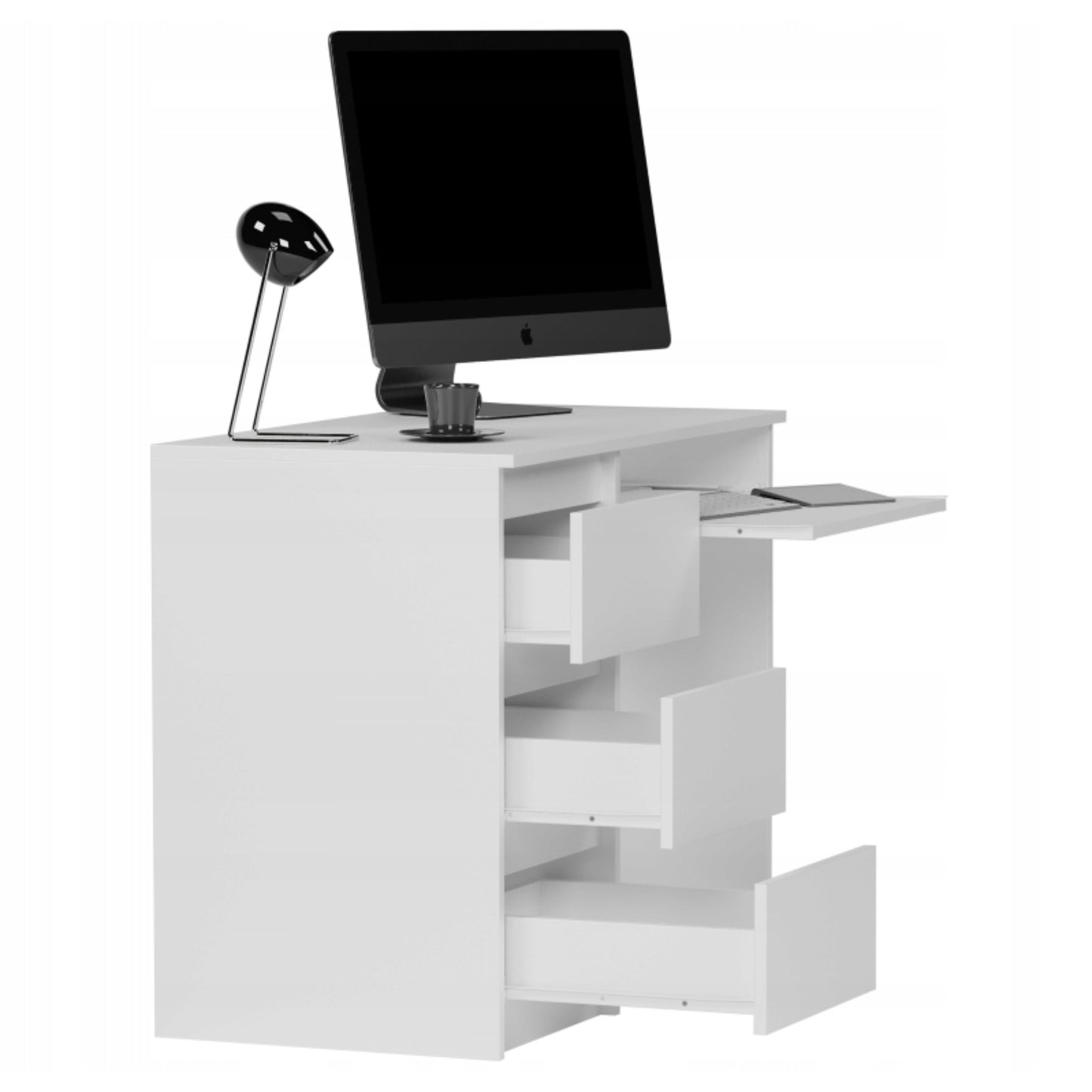 Computertisch, Schreibtisch klein, Schreibtisch mit Schubladen | 96x50x76 cm (BxTxH) | Linken und Rechten Seite Schubladen