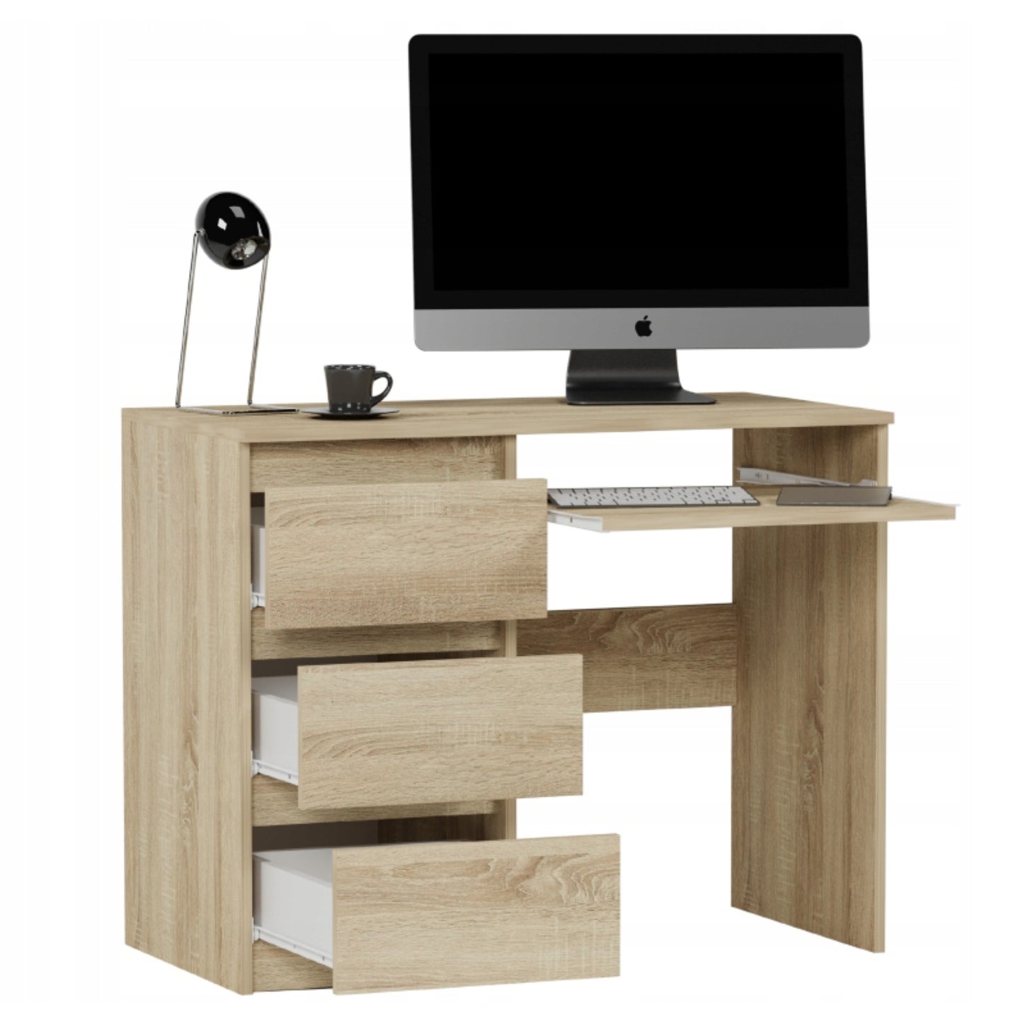 Computertisch, Schreibtisch klein, Schreibtisch mit Schubladen | 96x50x76 cm (BxTxH) | Linken und Rechten Seite Schubladen