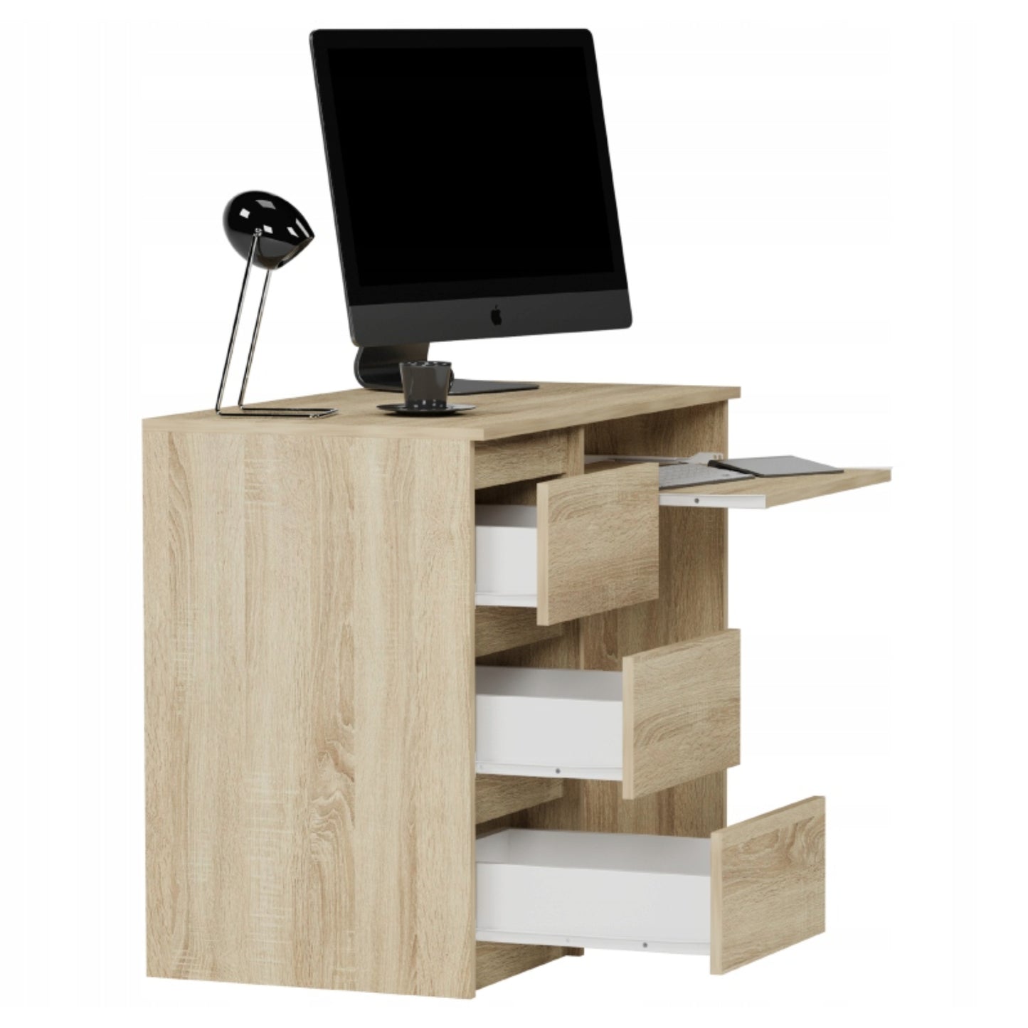Computertisch, Schreibtisch klein, Schreibtisch mit Schubladen | 96x50x76 cm (BxTxH) | Linken und Rechten Seite Schubladen