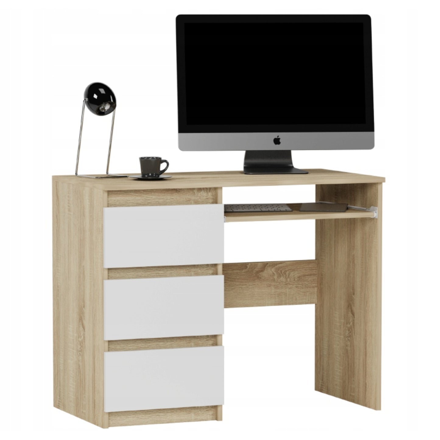 Computertisch, Schreibtisch klein, Schreibtisch mit Schubladen | 96x50x76 cm (BxTxH) | Linken und Rechten Seite Schubladen