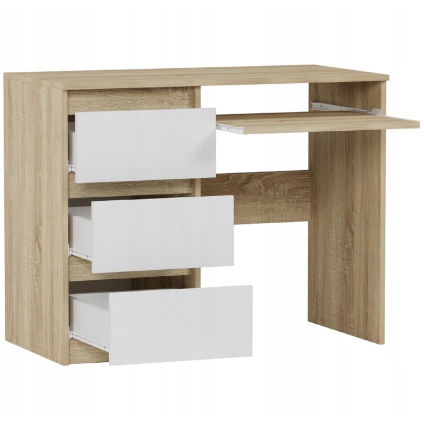 Computertisch, Schreibtisch klein, Schreibtisch mit Schubladen | 96x50x76 cm (BxTxH) | Linken und Rechten Seite Schubladen