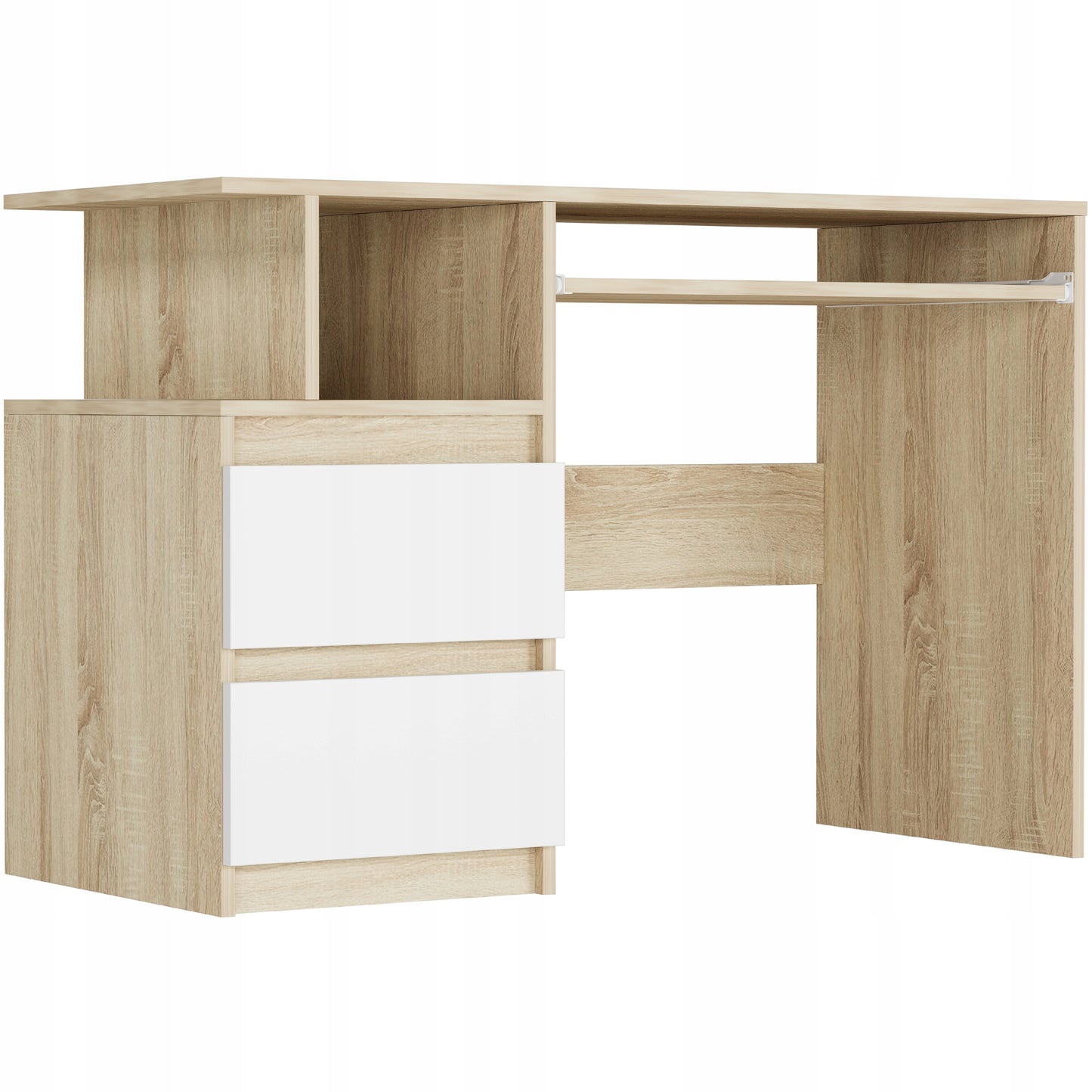 Schreibtisch mit Schubladen, Computertisch, Arbeitstisch | 2 Schubladen, Tastaturablage, ergonomisch | 114x50x135 cm (BxTxH)