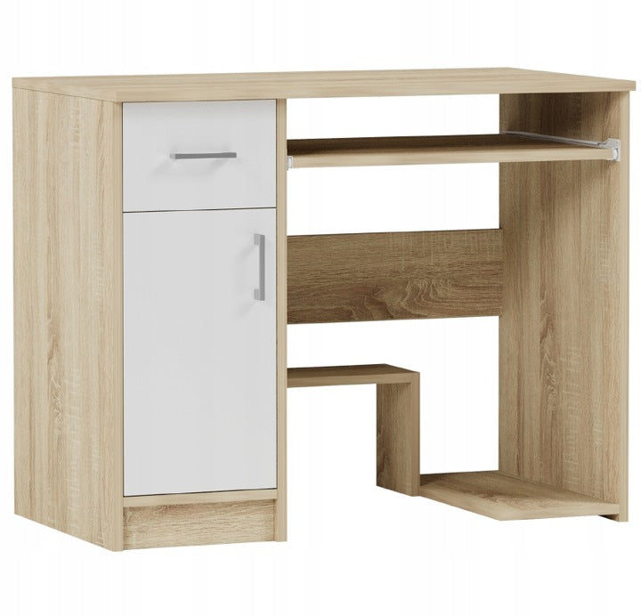 Kleiner Tisch, Schreibtisch mit Schublade, Computertisch | 1 Schublade, 1 Tür, Tastaturablage, PC-Fach | 90x50x73 cm (BxTxH)