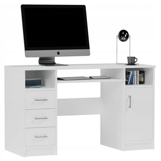 Arbeitstisch, Schreibtisch mit Schubladen, Computertisch | 3 Schubladen, 1 Tür, Tastaturablage | 120x50x73 cm (BxTxH)