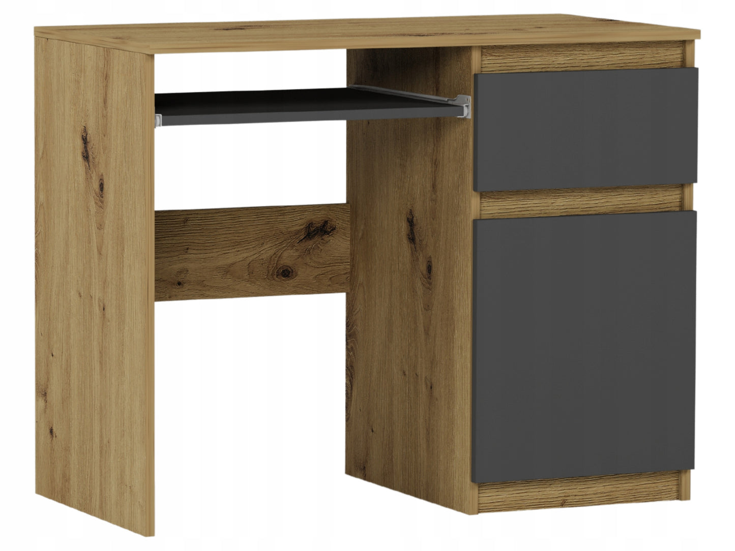 Kleiner Tisch, Computertisch, Eckschreibtisch | 1 Schublade, 1 Tür, Tastaturablage | 96x50x76 cm (BxTxH)