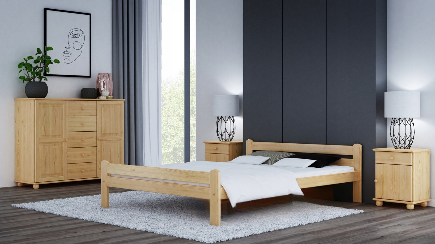 Bett, Bettrahmen, Einzelbett, Holzbett | Massivholz Kiefer | Stabil & Langlebig | erhältlich in 90x200, 120x200, 140x200 und 160x200 cm