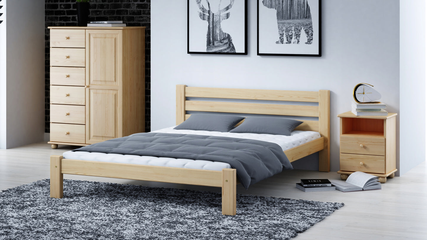 Holzbett, Bettrahmen, Einzelbett Einzelbett aus Massivholz Kiefer, mit stabiler Konstruktion und dicken Beinen| Stabil & Langlebig