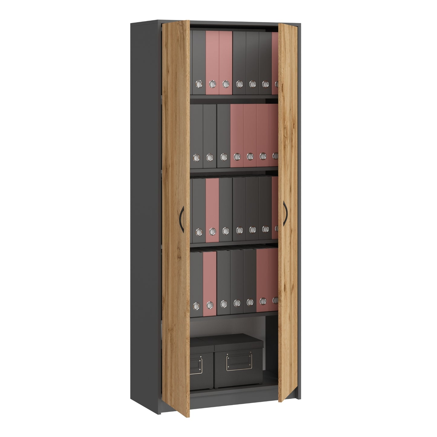 Schrank Mehrzweckschrank mit SOFT CLOSE Türdämpfer (optional) weiß 74cm Breite 180cm Höhe mit vier oder sechs Einlegeböden, Aktenschrank Haushaltsschrank Organizer aus MDF Holz