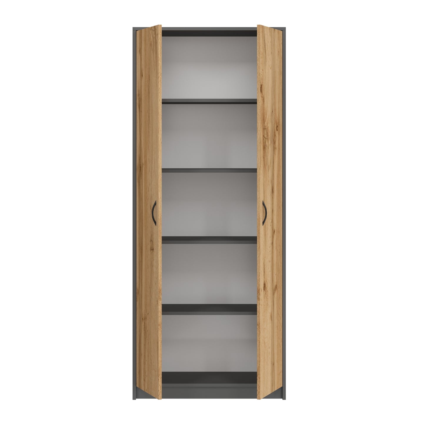 Schrank Mehrzweckschrank mit SOFT CLOSE Türdämpfer (optional) weiß 74cm Breite 180cm Höhe mit vier oder sechs Einlegeböden, Aktenschrank Haushaltsschrank Organizer aus MDF Holz