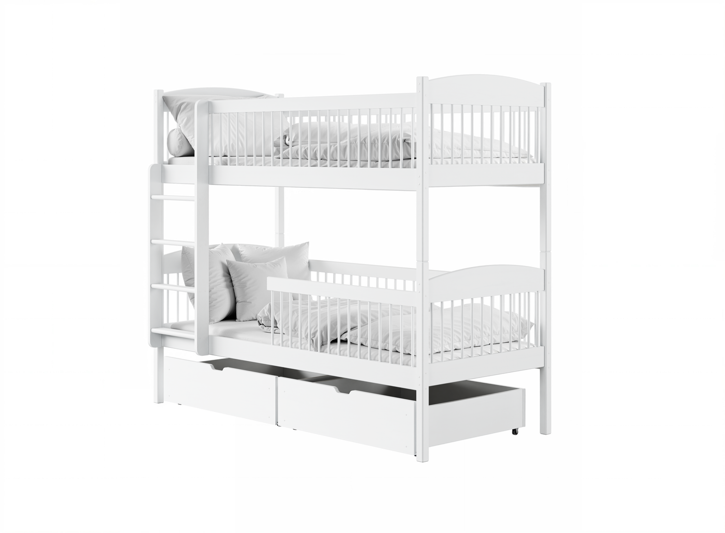 Hochbett Kinder, Etagenbett, Kinderbett | Massives Kiefernholz, 2 Schubladen, sicher & funktional | Größen: 80x180, 90x190, 90x200 cm