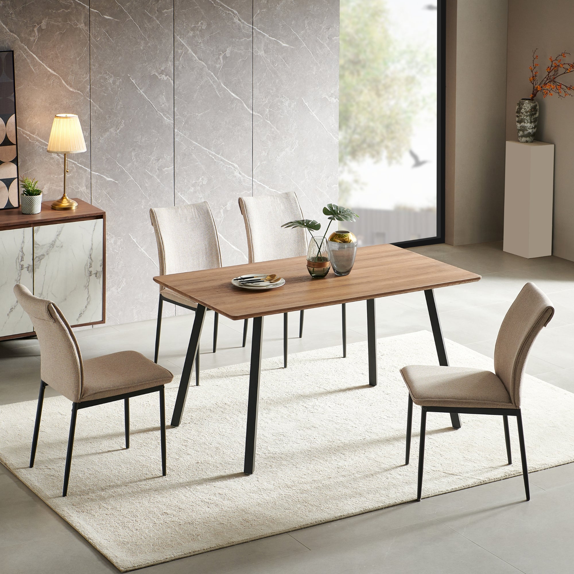 Esszimmerset mit 4 Stühlen Tisch Küchentisch & Esszimmerstühle 4er set