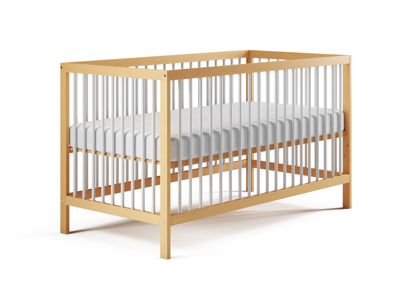Lit bébé lit bébé 60x120 | Barreaux de 70 x 140 cm réglables en hauteur et amovibles, en option avec tiroir et matelas | Bois de hêtre blanc ou naturel très stable Fabriqué en Europe