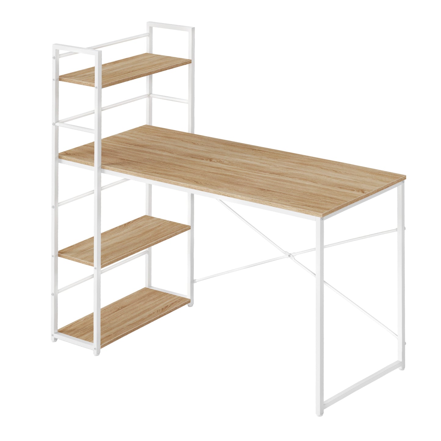 Schreibtisch mit Regal Computertisch mit Stauraum für Homeoffice PC Tisch Bürotisch Arbeitstisch mit Bücherregal | Maße Tisch: 120x44x76 cm (BxTxH)