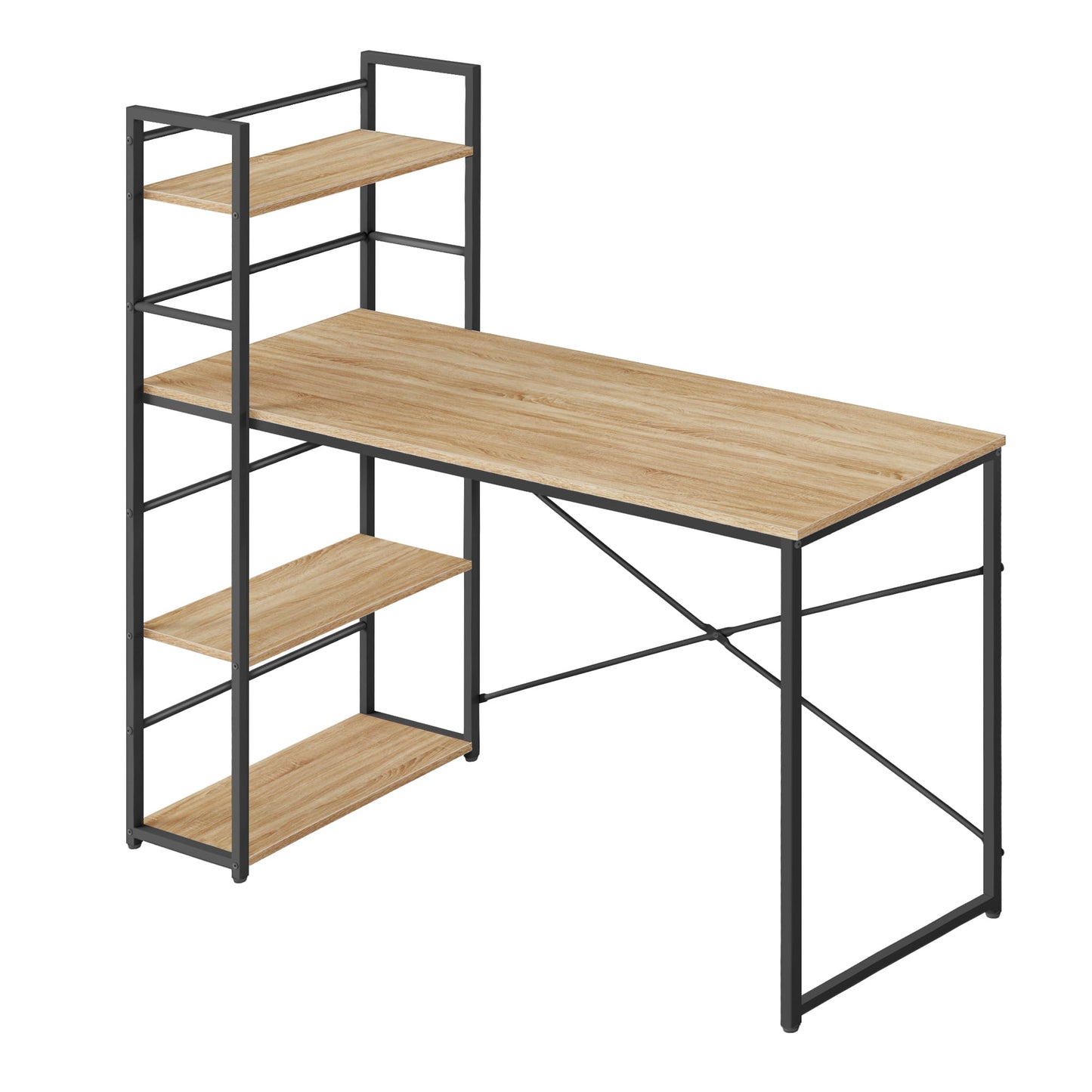 Schreibtisch mit Regal Computertisch mit Stauraum für Homeoffice PC Tisch Bürotisch Arbeitstisch mit Bücherregal | Maße Tisch: 120x44x76 cm (BxTxH)