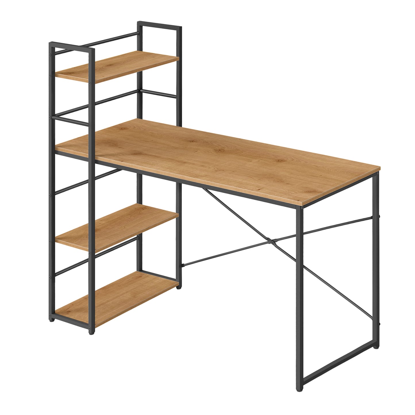 Schreibtisch mit Regal Computertisch mit Stauraum für Homeoffice PC Tisch Bürotisch Arbeitstisch mit Bücherregal | Maße Tisch: 120x44x76 cm (BxTxH)