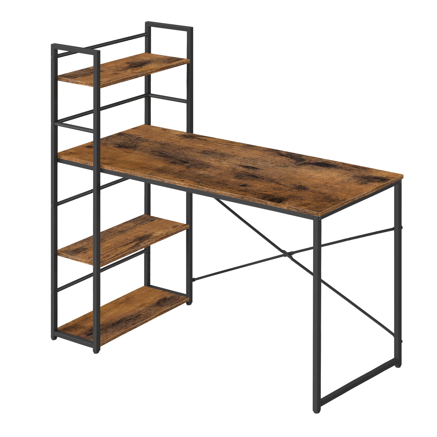 Schreibtisch mit Regal Computertisch mit Stauraum für Homeoffice PC Tisch Bürotisch Arbeitstisch mit Bücherregal | Maße Tisch: 120x44x76 cm (BxTxH)