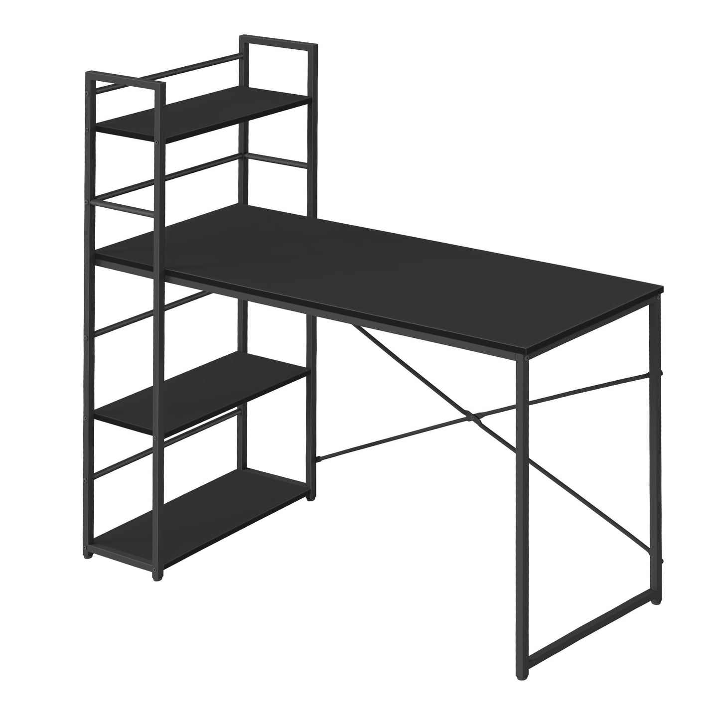 Schreibtisch mit Regal Computertisch mit Stauraum für Homeoffice PC Tisch Bürotisch Arbeitstisch mit Bücherregal | Maße Tisch: 120x44x76 cm (BxTxH)