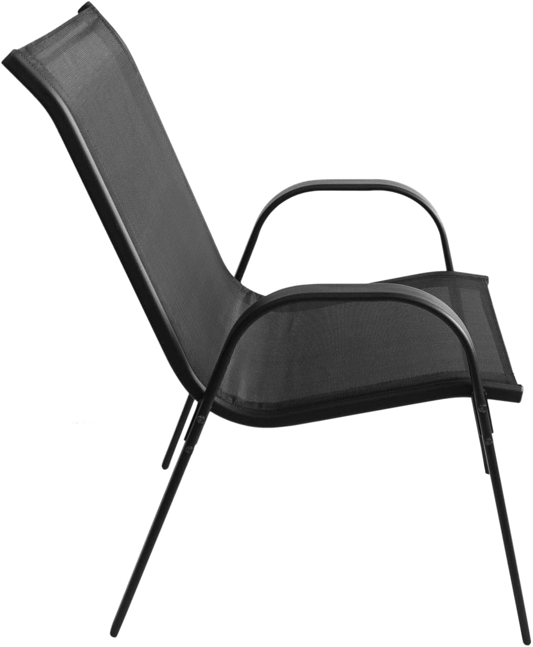 4er Set Gartenstühle, stapelbar, Hochlehner Gartenstühle, Terrassenmöbel, stapelbare Gartenstühle, Balkonstühle, Outdoorstühle | Textilene-Sitzfläche & Metallbeine | 56x43x91cm (BxTxH)