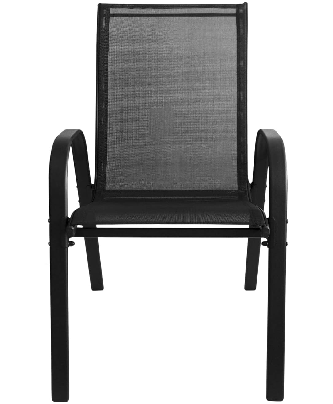 4er Set Gartenstühle, stapelbar, Hochlehner Gartenstühle, Terrassenmöbel, stapelbare Gartenstühle, Balkonstühle, Outdoorstühle | Textilene-Sitzfläche & Metallbeine | 56x43x91cm (BxTxH)