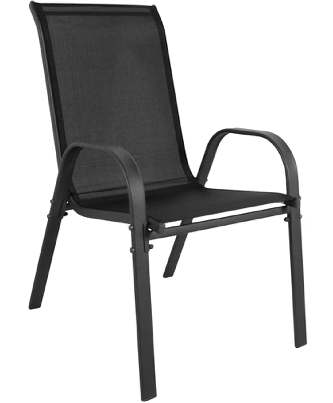 4er Set Gartenstühle, stapelbar, Hochlehner Gartenstühle, Terrassenmöbel, stapelbare Gartenstühle, Balkonstühle, Outdoorstühle | Textilene-Sitzfläche & Metallbeine | 56x43x91cm (BxTxH)