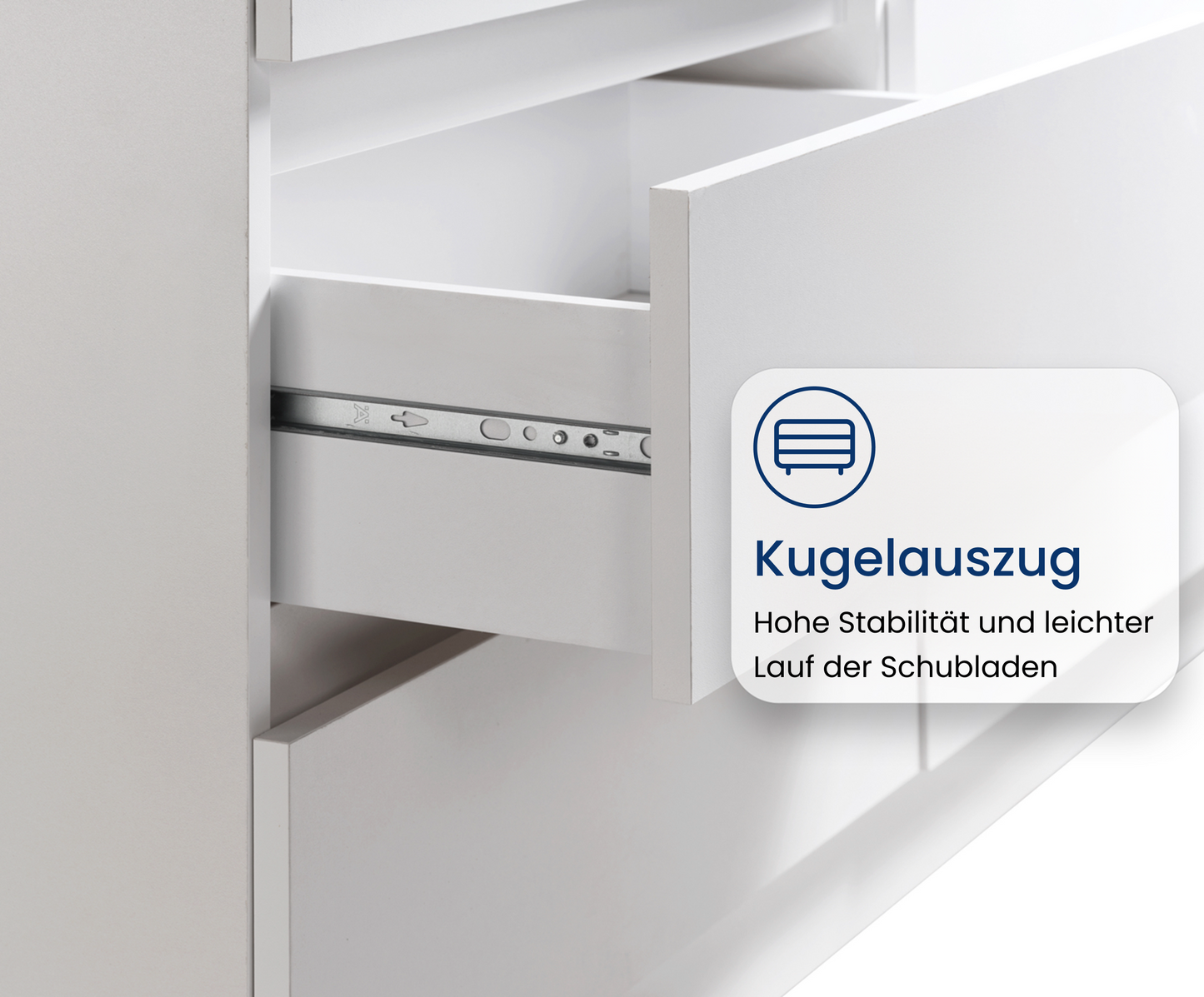 Kommode 76cm breit mit 4 Schubladen Kommode weiß schmal Holz Schrank Kommode mit Schubladen Sideboard Highboard Anrichte Schlafzimmer Wohnzimmer Flur Büro Organizer Breite 76 cm Höhe 87 cm