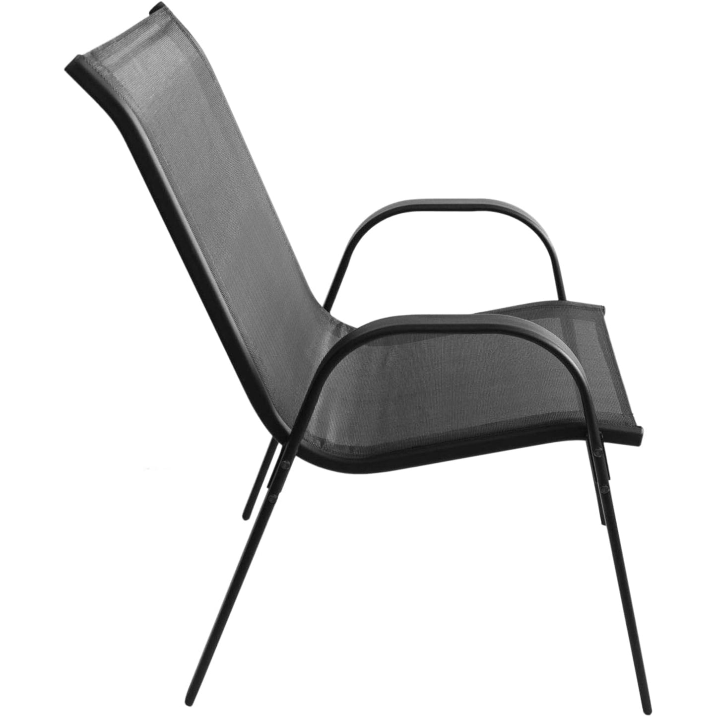 4er Set Gartenstühle, stapelbar, Hochlehner Gartenstühle, Terrassenmöbel, stapelbare Gartenstühle, Balkonstühle, Outdoorstühle | Textilene-Sitzfläche & Metallbeine | 56x43x91cm (BxTxH)