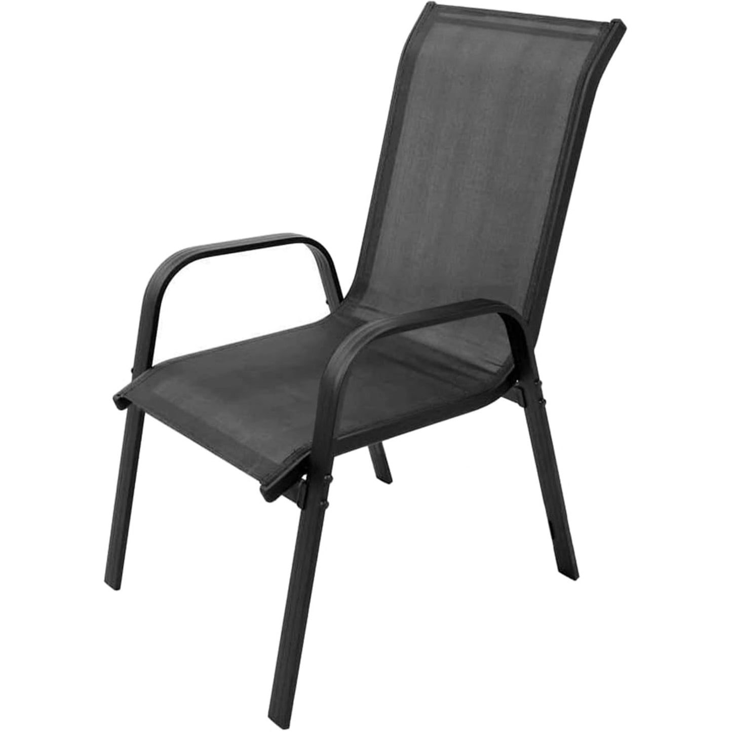 4er Set Gartenstühle, stapelbar, Hochlehner Gartenstühle, Terrassenmöbel, stapelbare Gartenstühle, Balkonstühle, Outdoorstühle | Textilene-Sitzfläche & Metallbeine | 56x43x91cm (BxTxH)
