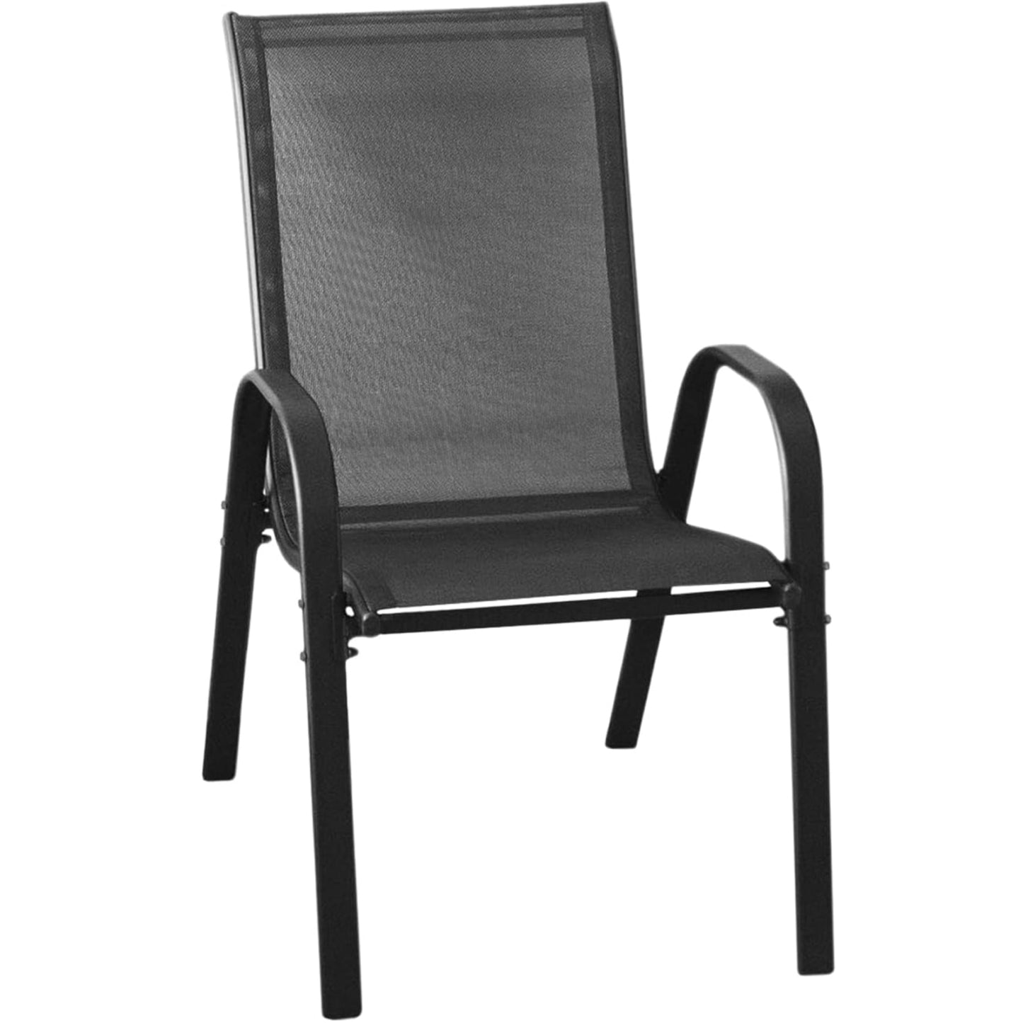 4er Set Gartenstühle, stapelbar, Hochlehner Gartenstühle, Terrassenmöbel, stapelbare Gartenstühle, Balkonstühle, Outdoorstühle | Textilene-Sitzfläche & Metallbeine | 56x43x91cm (BxTxH)