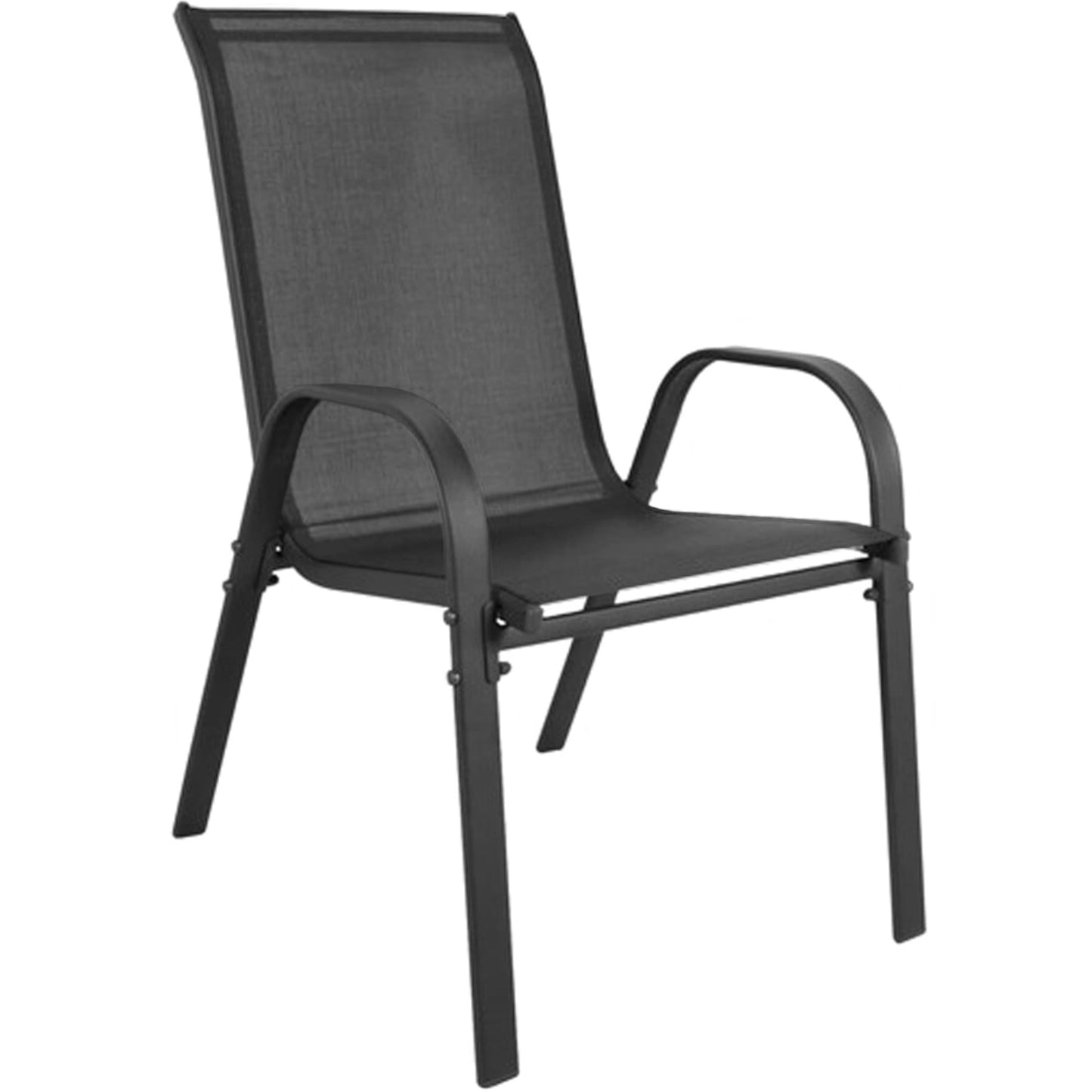 4er Set Gartenstühle, stapelbar, Hochlehner Gartenstühle, Terrassenmöbel, stapelbare Gartenstühle, Balkonstühle, Outdoorstühle | Textilene-Sitzfläche & Metallbeine | 56x43x91cm (BxTxH)