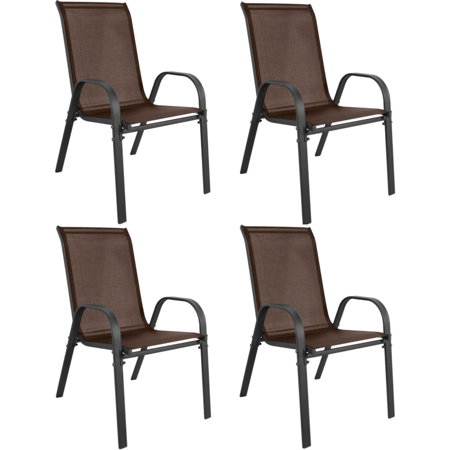 4er Set Gartenstühle, stapelbar, Hochlehner Gartenstühle, Terrassenmöbel, stapelbare Gartenstühle, Balkonstühle, Outdoorstühle | Textilene-Sitzfläche & Metallbeine | 56x43x91cm (BxTxH)