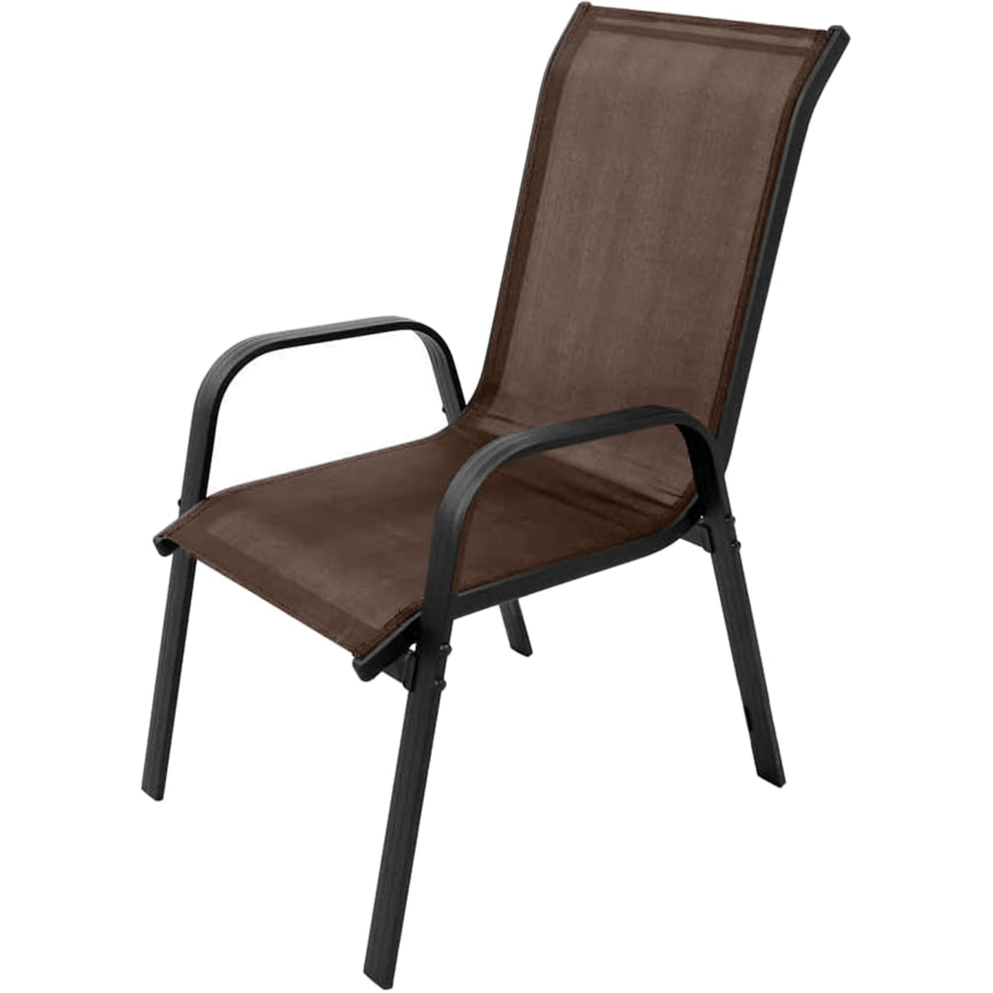 4er Set Gartenstühle, stapelbar, Hochlehner Gartenstühle, Terrassenmöbel, stapelbare Gartenstühle, Balkonstühle, Outdoorstühle | Textilene-Sitzfläche & Metallbeine | 56x43x91cm (BxTxH)